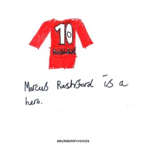 Marcus Rashford and Burberry for youth community - #BurberryVoices. Image in Burberry official IG.